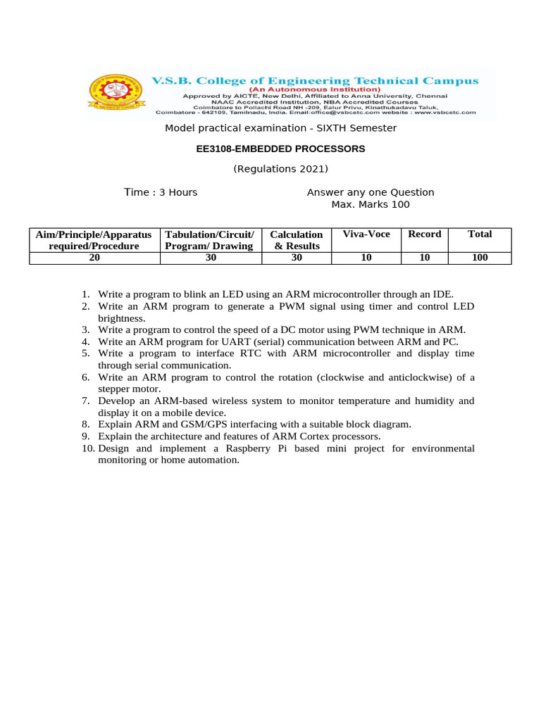 ARM Microcontroller Exam Questions | PDF