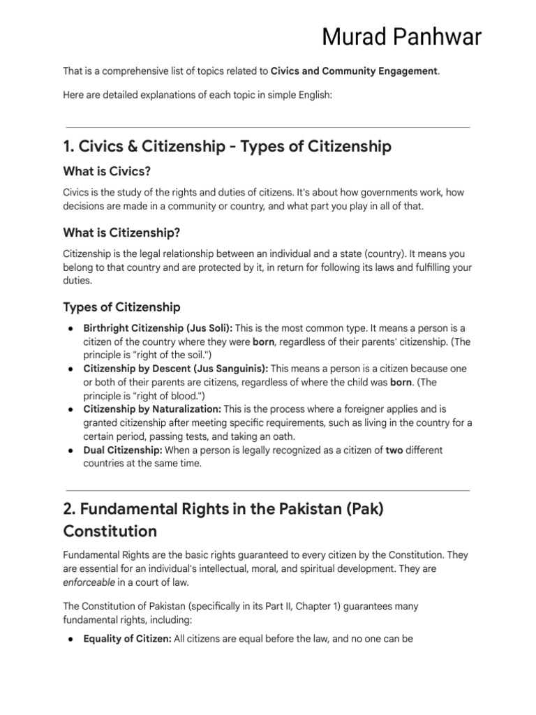 Civics and Community Engagement Guide | PDF | Citizenship | Justice