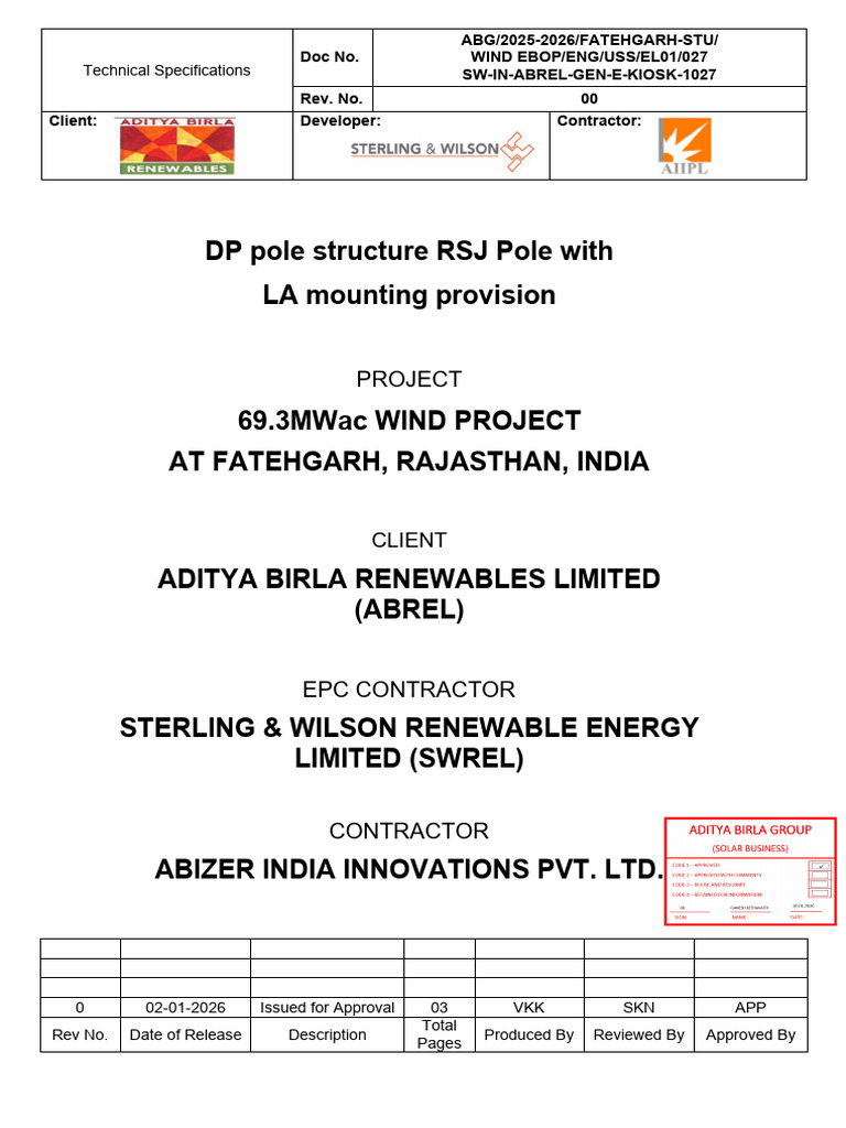 DP Pole Structure Specs for Wind Project | PDF