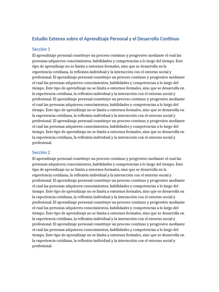 Aprendizaje Personal y Desarrollo Continuo | PDF | Aprendizaje ...