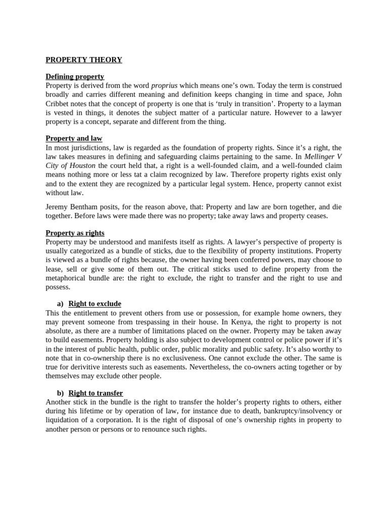 Understanding Property Rights and Theories | PDF | Property ...