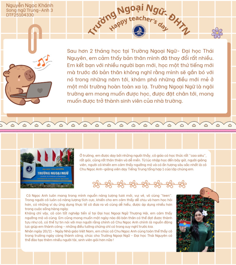 Ha Ppy Teacher's Da Y: TR Ư NG Ngo I NG - ĐH TN | PDF