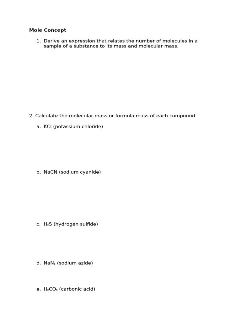 Mole Concept: Calculations & Examples | PDF