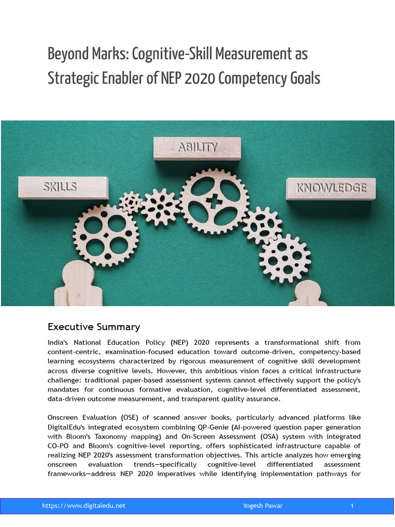 Cognitive Skill Assessment for NEP 2020 | PDF | Evaluation | Critical ...