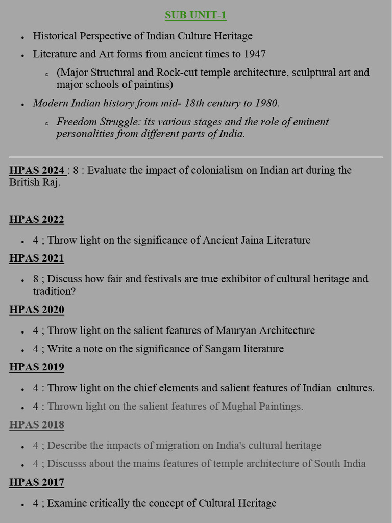 Indian Cultural Heritage Overview | PDF | Vedas | Bhakti Movement