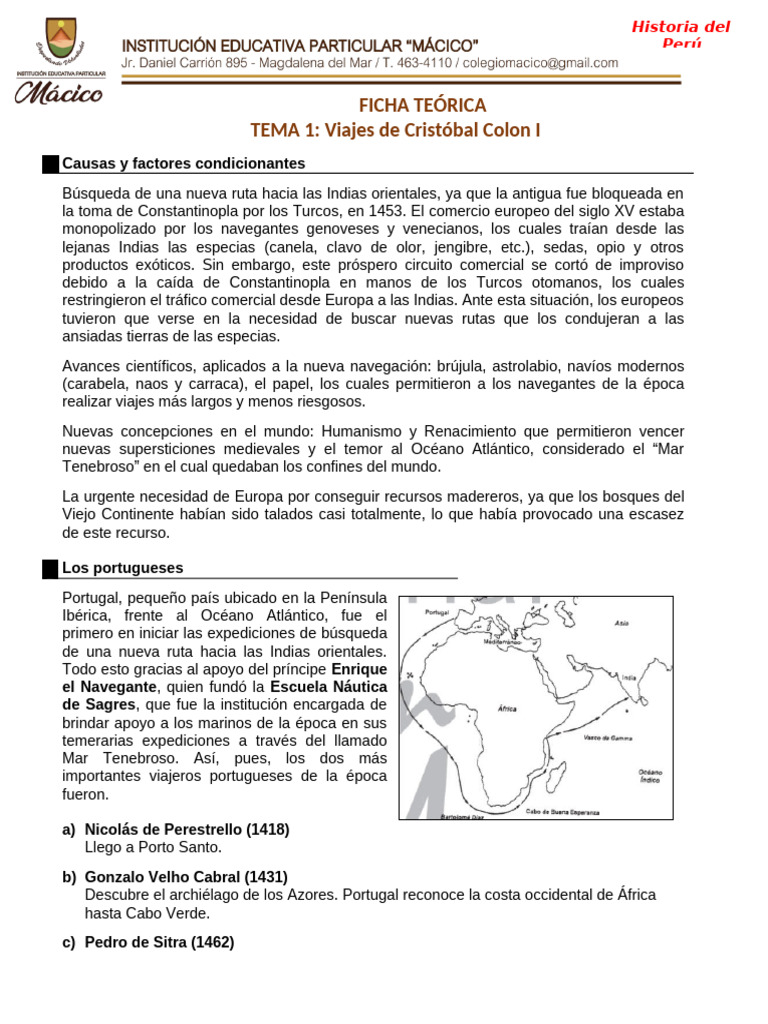 HP Tema 1 2do de Secundaria - F. Teoria | PDF | Cristobal colon | Edad ...