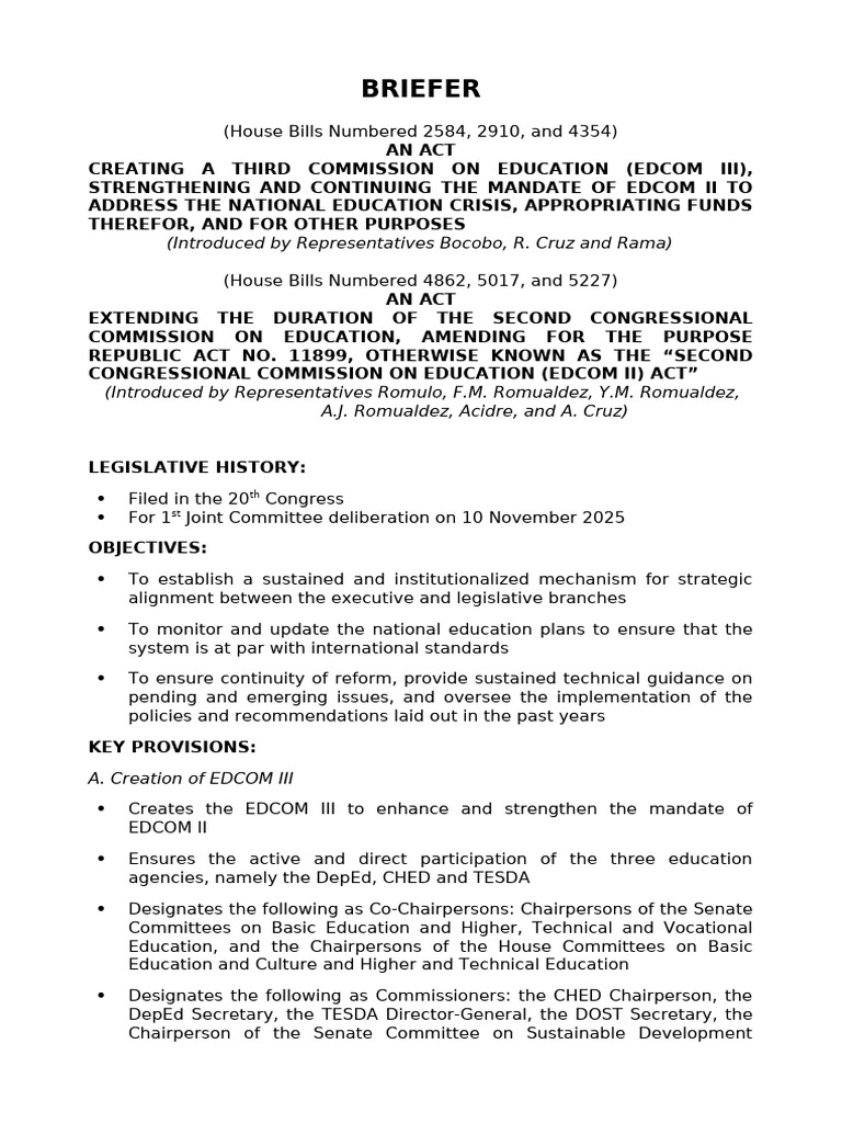 Establishing EDCOM III for Education Reform | PDF | United States House ...