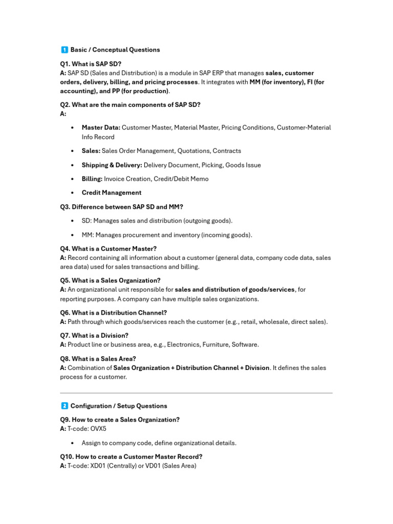 SAP SD Module Overview and Configuration | PDF | Invoice | Business