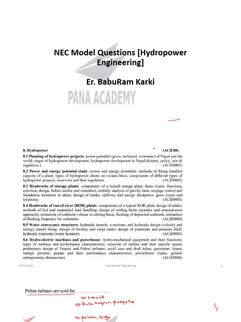 Hydropower Engineering Model Questions | PDF | Dam | Hydroelectricity