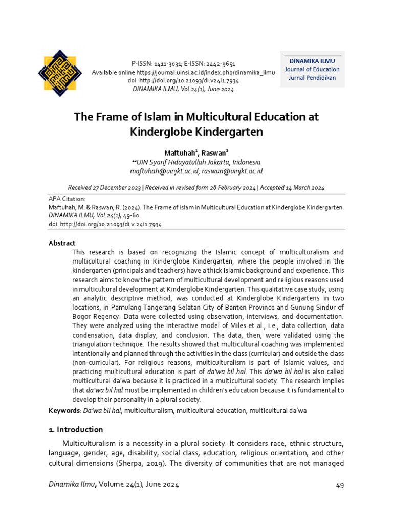 The Frame of Islam in Multicultural Education at Kinderglobe ...
