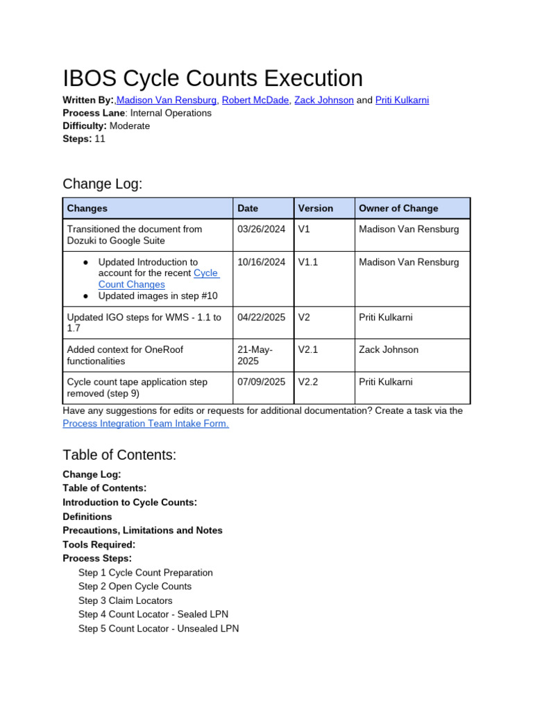 IBOS Cycle Count Execution Guide | PDF | Inventory