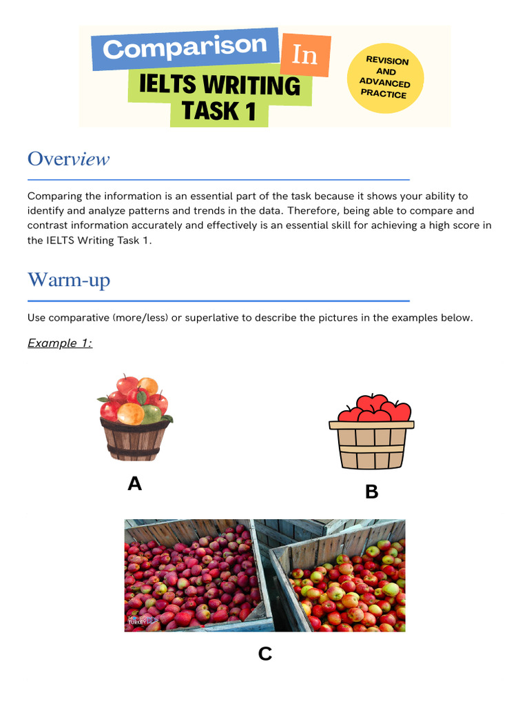 IELTS Writing Task 1: Comparison Techniques | PDF