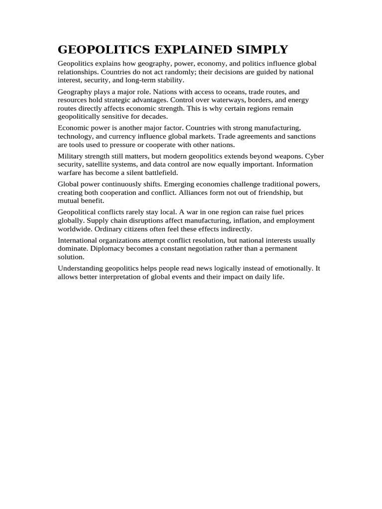 Understanding Geopolitics Simply | PDF