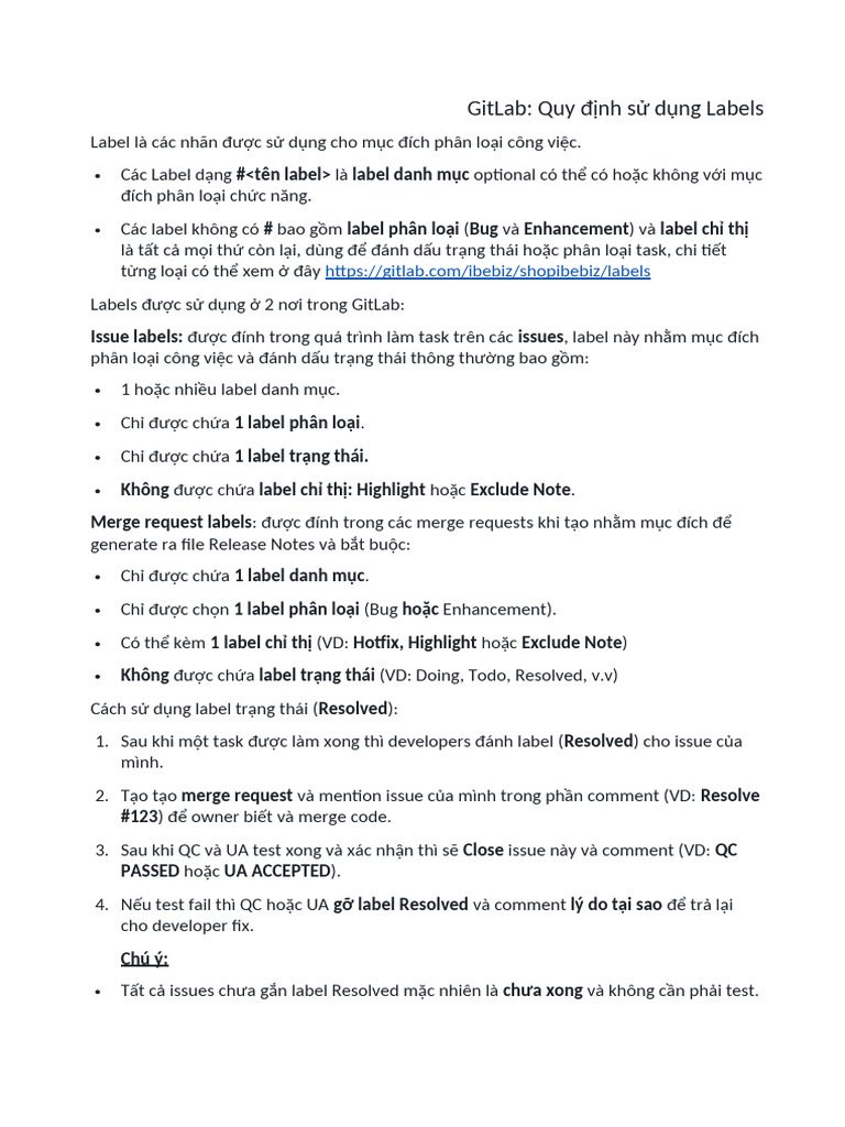 GitLab Cach Su Dung Label | PDF