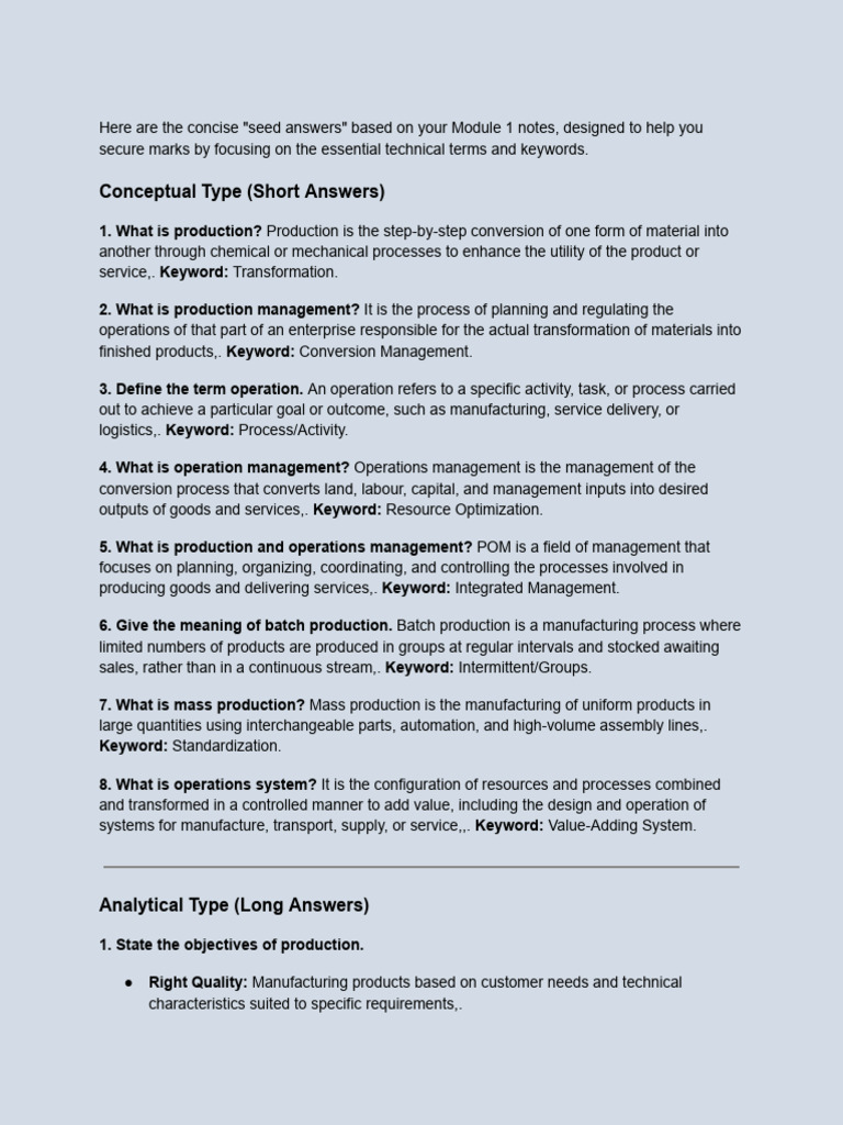 Production and Operations Management Guide | PDF | Operations ...