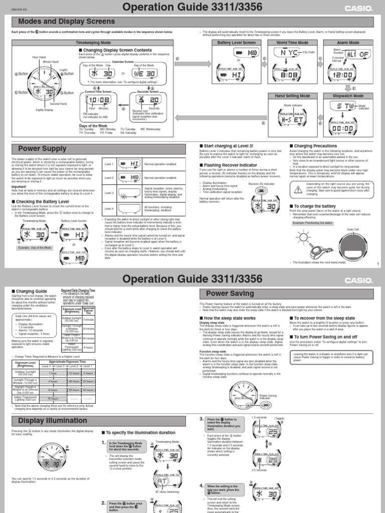 Casio WaveCeptor 430J Module Qw3311 3356 en | PDF | Lighting | Electronics