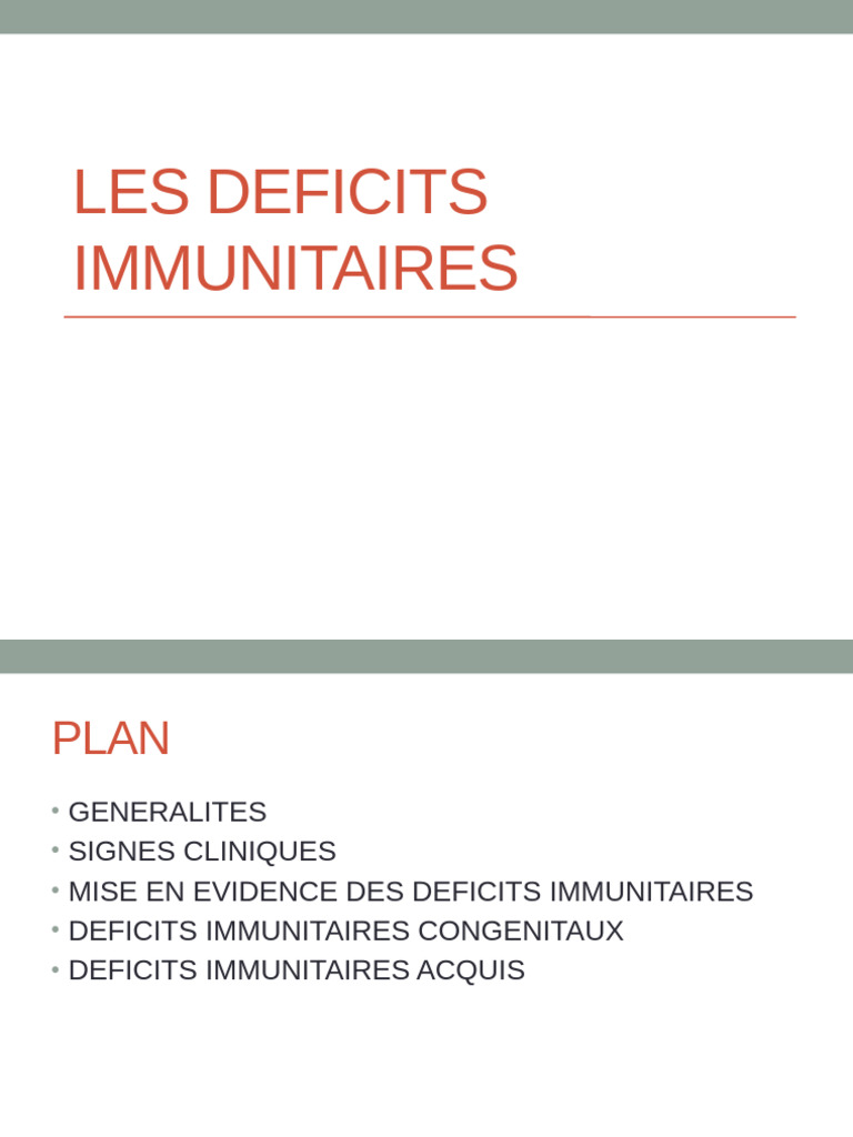 Déficits immunitaires : types et symptômes | PDF | Immunodéficience ...