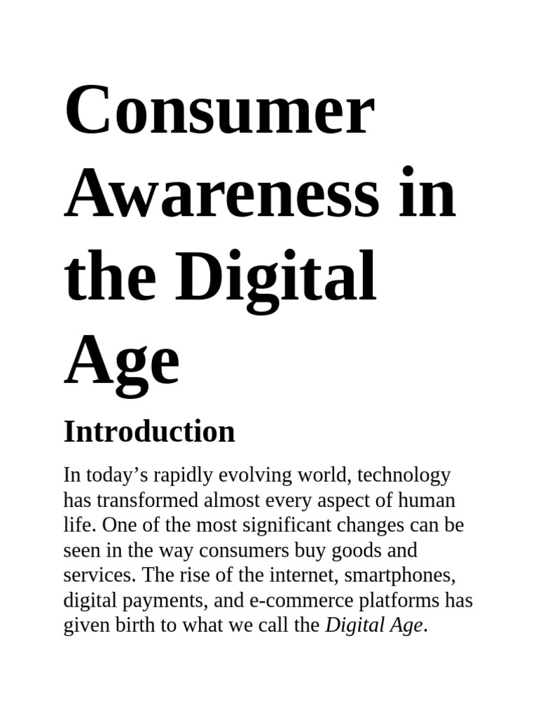 Consumer Awareness in the Digital Age | PDF | Consumer Behaviour ...