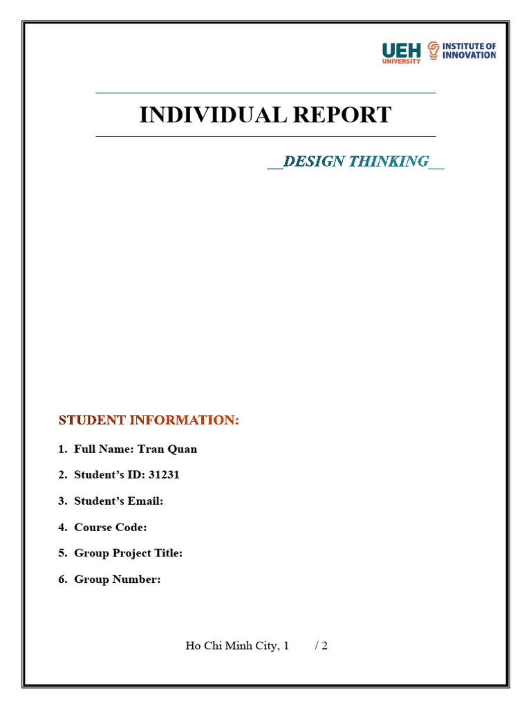 Design Thinking Individual Report | PDF