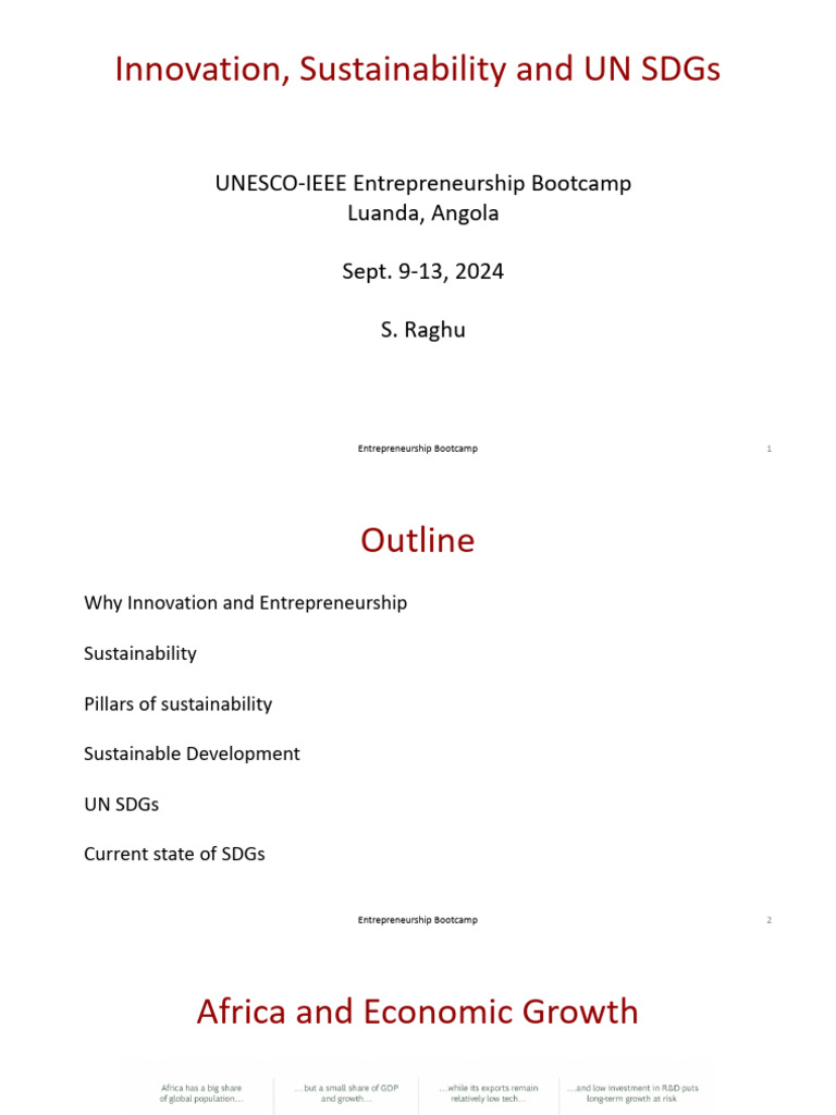 Innovation and Sustainability Bootcamp Overview | PDF | Sustainability ...