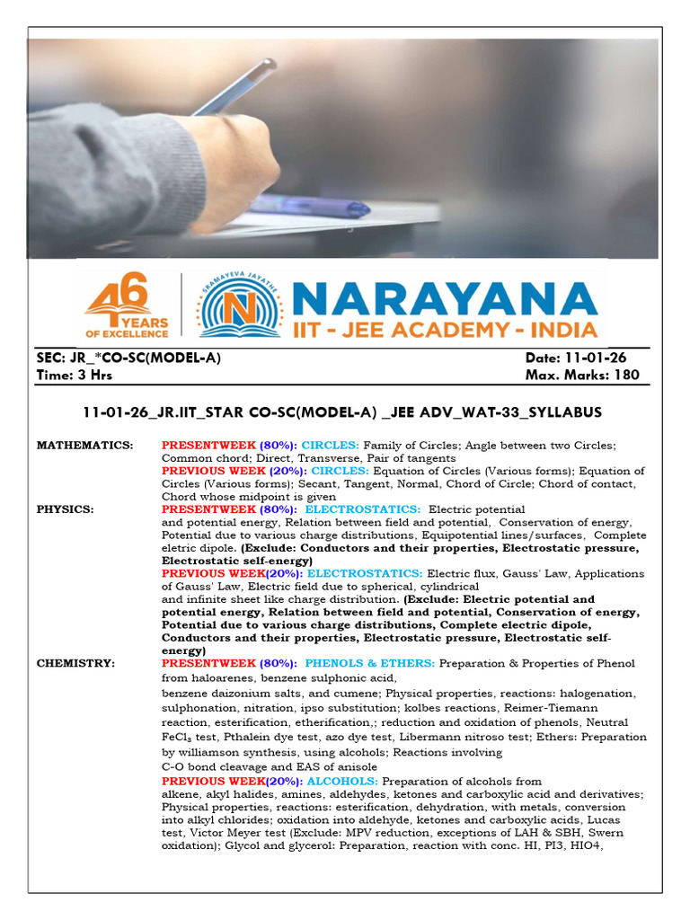 JEE Advanced Syllabus: Math, Physics, Chemistry | PDF | Circle | Ether