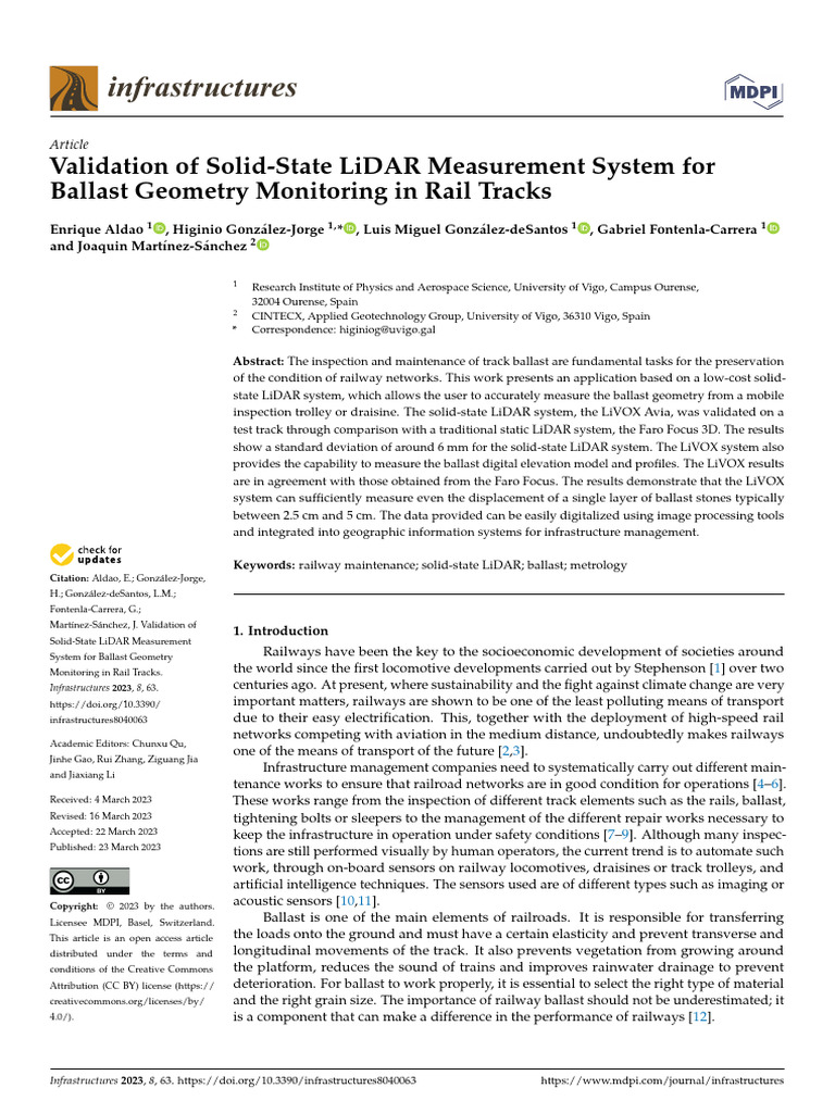 LiDAR System for Rail Ballast Monitoring | PDF | Lidar | Accuracy And ...