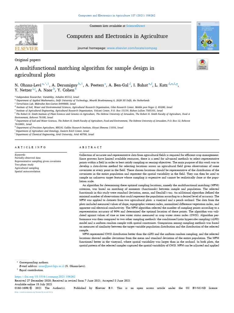Multifunctional Algorithm for Agricultural Sampling | PDF | Spatial ...