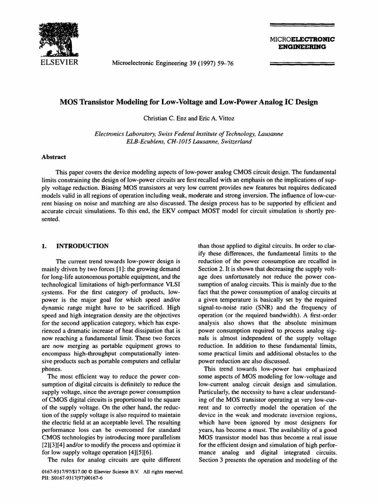 Low-Power Analog IC Design Modeling | PDF | Mosfet | Field Effect ...