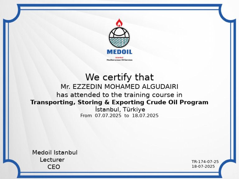 Transporting, Storing & Exporting Crude Oil Program - ZOC 18-07-2025 | PDF