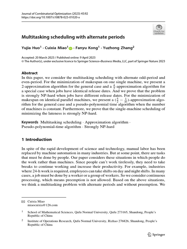 Multitasking Scheduling with Alternate Periods | PDF | Scheduling ...