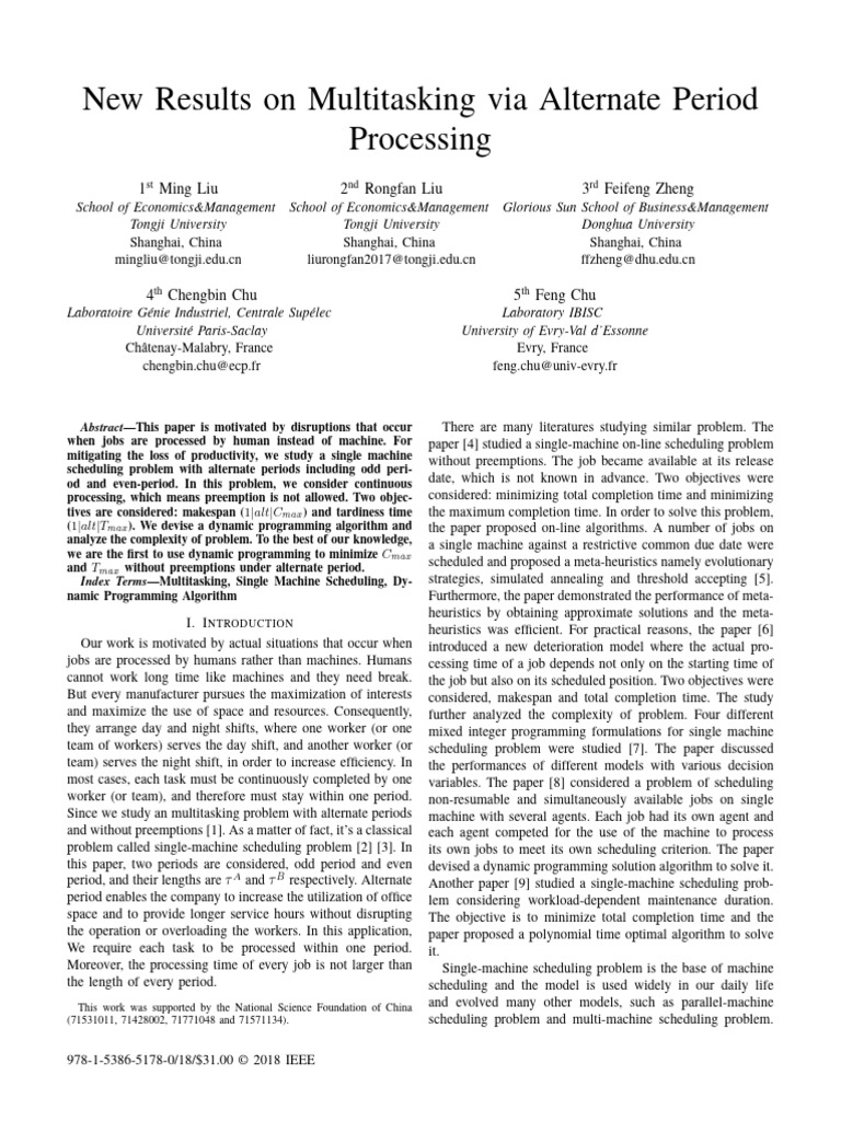 New Results On Multitasking Via Alternate Period Processing | PDF ...
