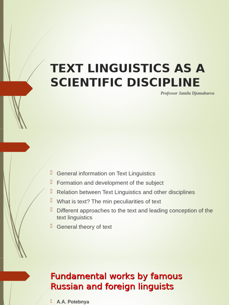 Lecture 1. Text Linguistics As A Scientific Discipline | PDF