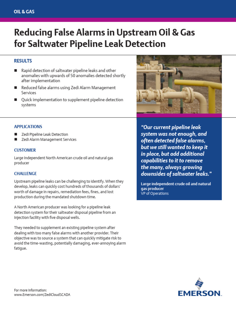 Case Study Reducing False Alarms in Upstream Oil Gas For Saltwater ...