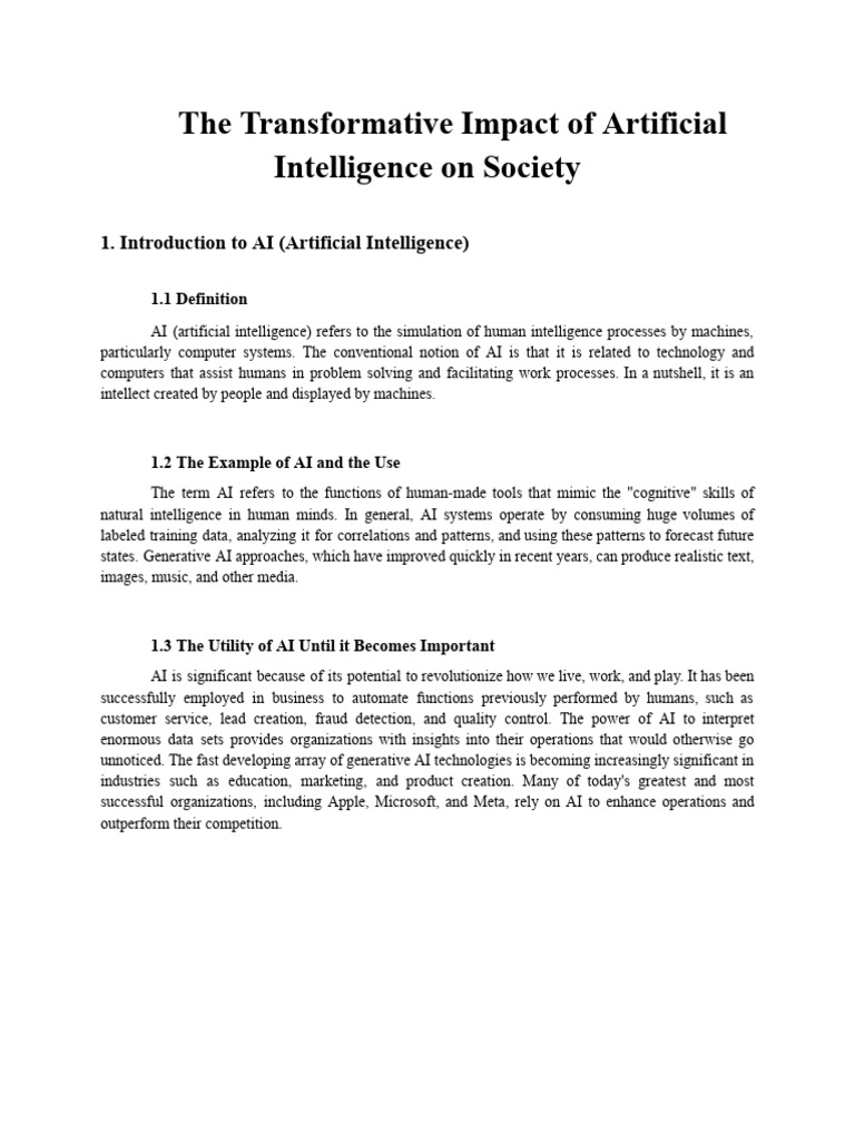 AI's Transformative Effects on Society | PDF | Artificial Intelligence ...
