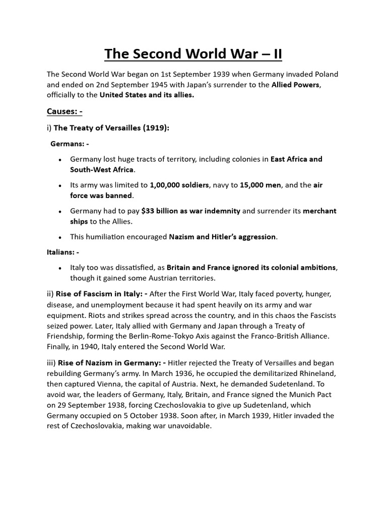 Causes and Consequences of WWII | PDF | World War II | Allies Of World ...
