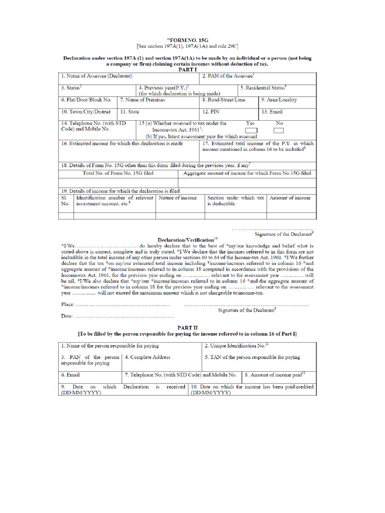 Form15 G | PDF