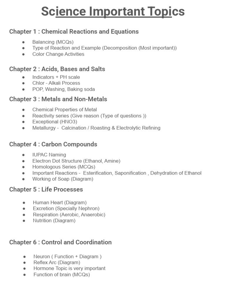Key Science Topics and Concepts | PDF