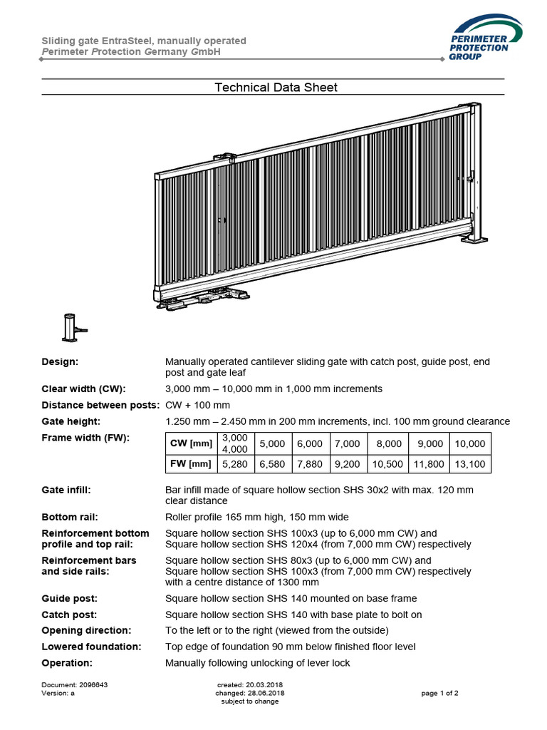 Manual Cantilever Sliding Gate Specs | PDF