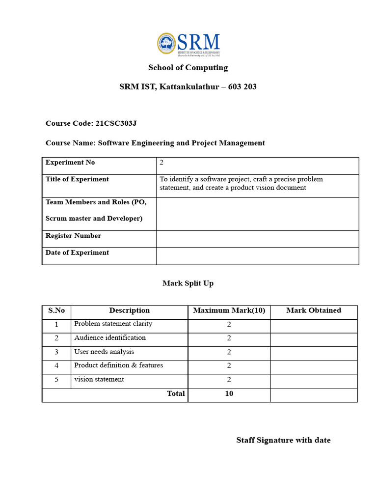 Software Project Vision Document Guide | PDF | Educational Technology ...