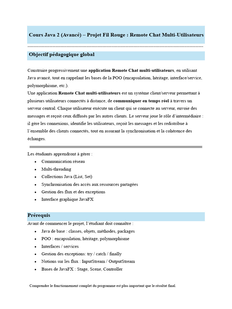 Projet Java : Chat Multi-Utilisateurs | PDF | Java (Langage de ...