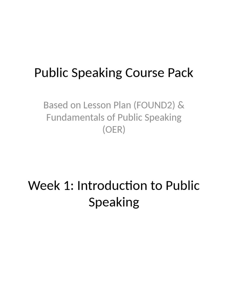 Public Speaking Course Pack | PDF