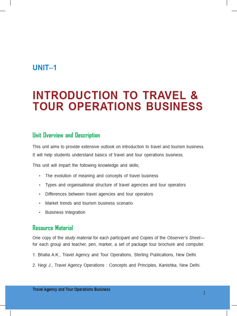 Introduction to Travel & Tour Operations | PDF | Tourism | Travel Agency
