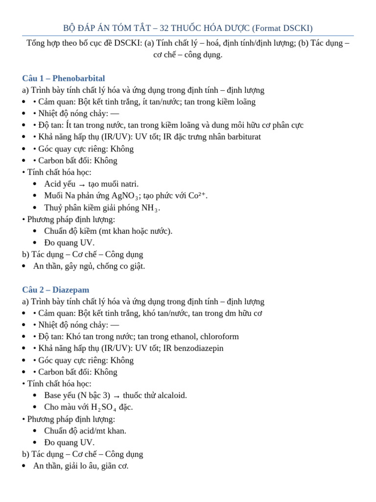 Bo Dap An 32 Thuoc DSCKI Chuan Hoa | PDF