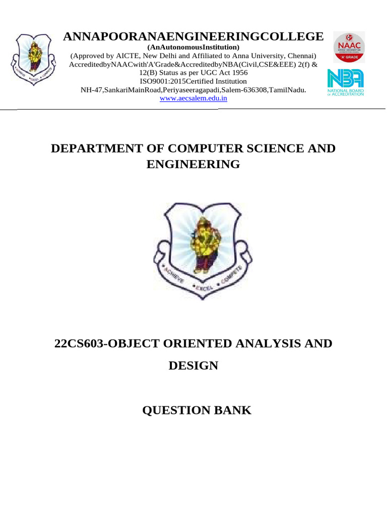 OOAD Final QB With Answer Key | PDF | Use Case | Software Engineering