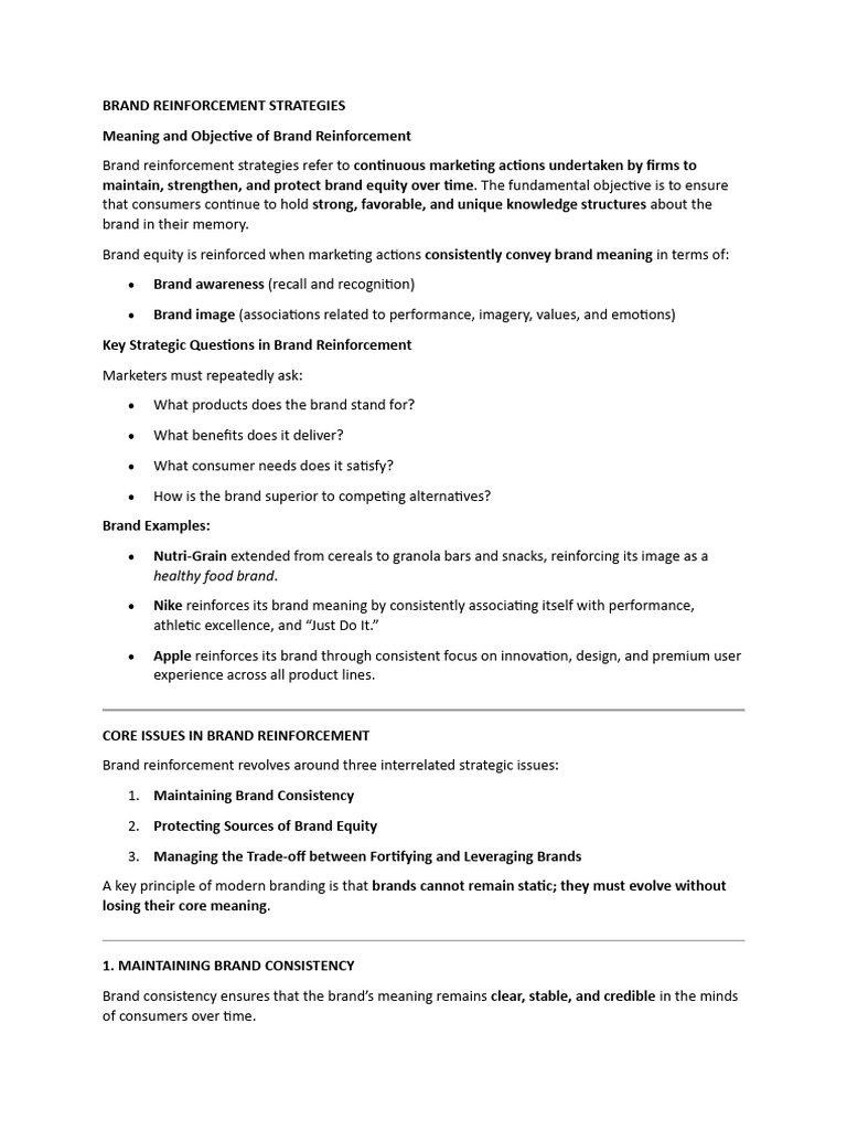 Effective Brand Reinforcement Strategies | PDF | Brand | Strategic ...