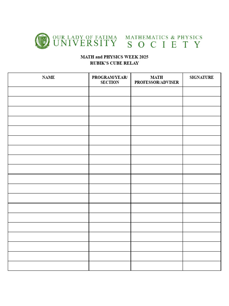 Math Week Registration Forms | PDF