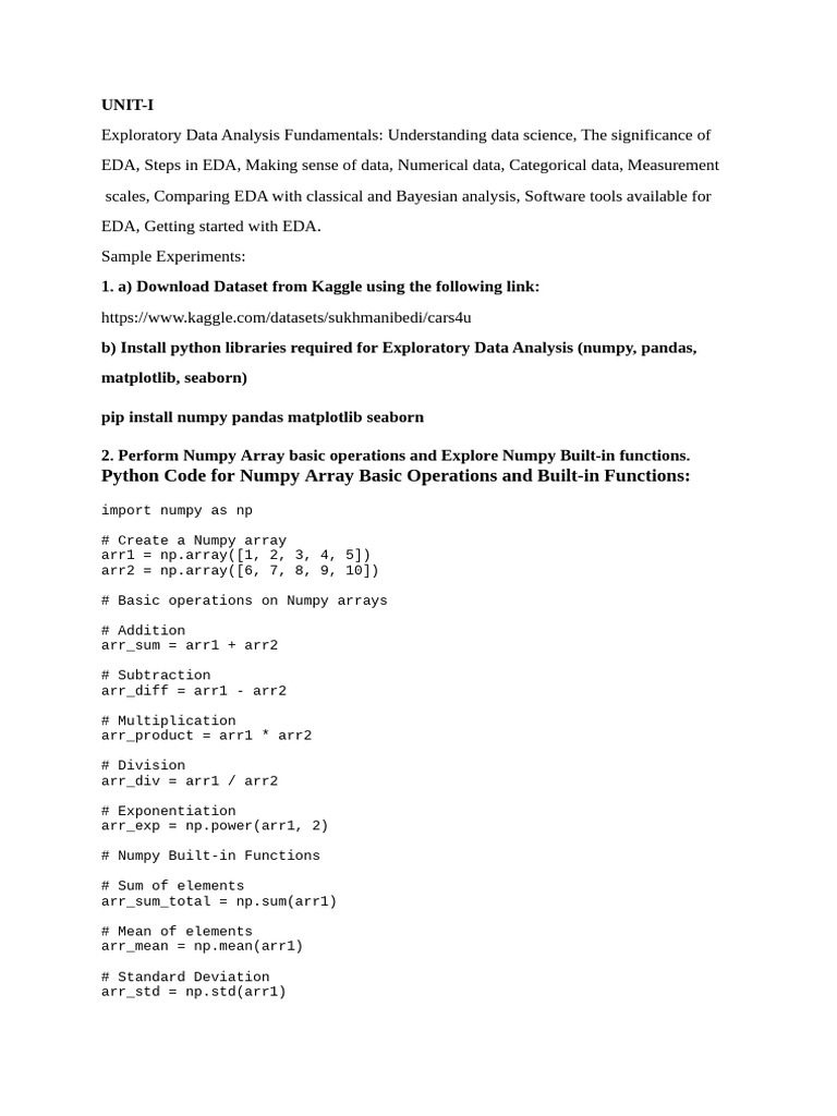 EDA Fundamentals and Visualization Techniques | PDF | Statistical ...