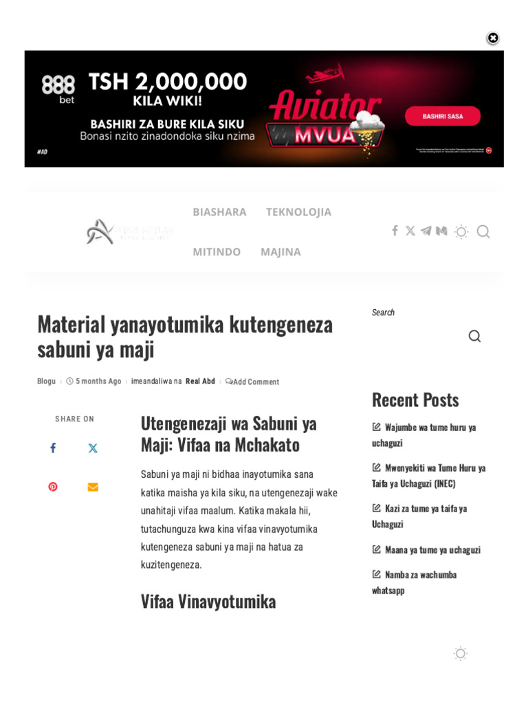 Vifaa vya Kutengeneza Sabuni ya Maji | PDF