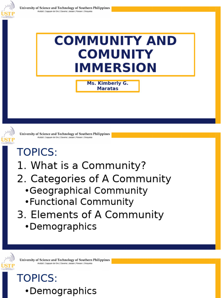Lesson 1 Community and Community Immersion | PDF | Community ...