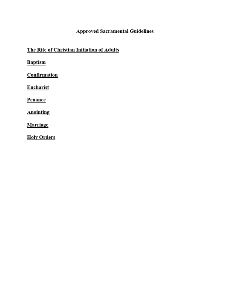 Sacramental Guidelines for RCIA | PDF | Baptism | Confirmation